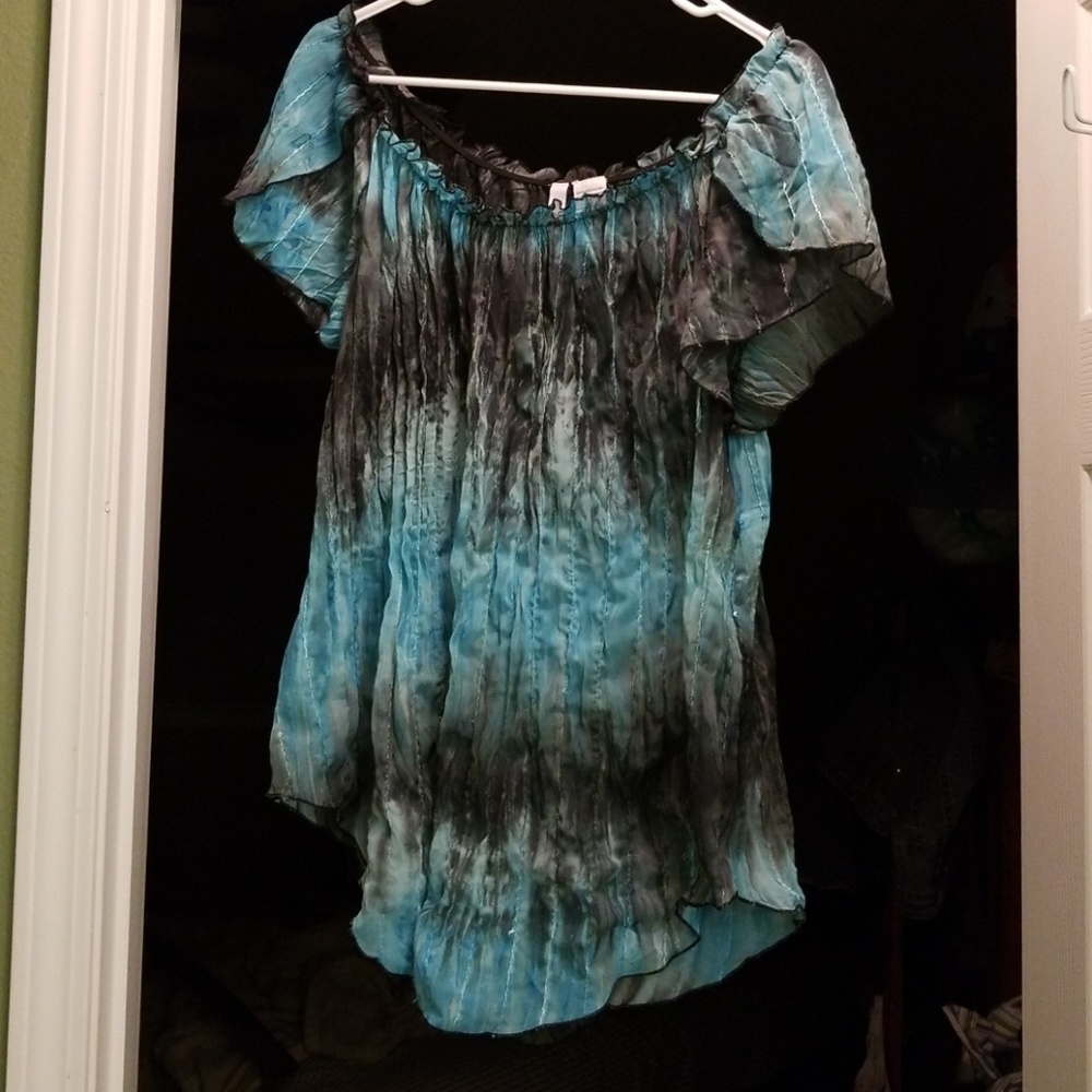 Aqua/Black Blouse